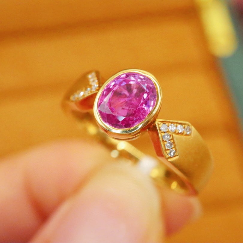 14k Gold 1.23 Ctw Natural Sapphire & Diamond Ring - 2