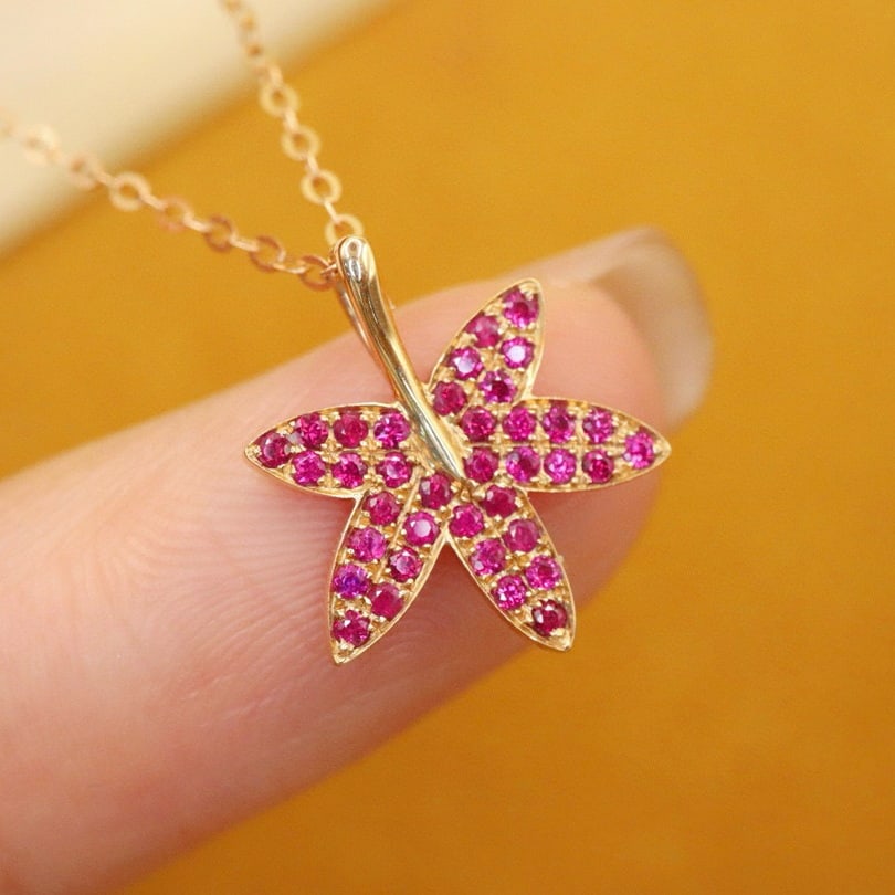 14k Gold 0.18 Ct Natural Ruby Pendant( Without Chain ) - 2