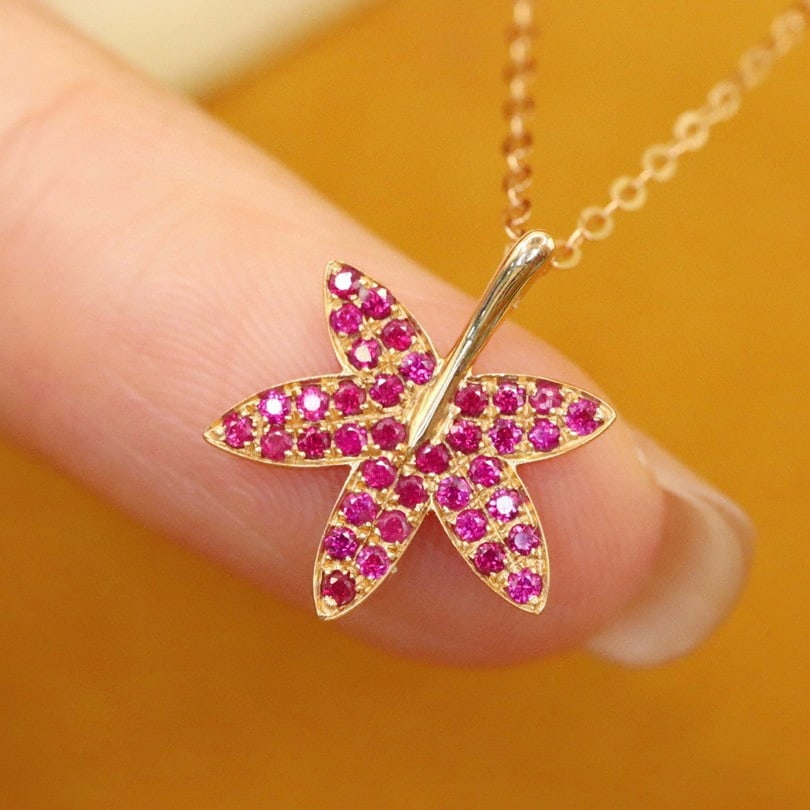 14k Gold 0.18 Ct Natural Ruby Pendant( Without Chain ) - 3