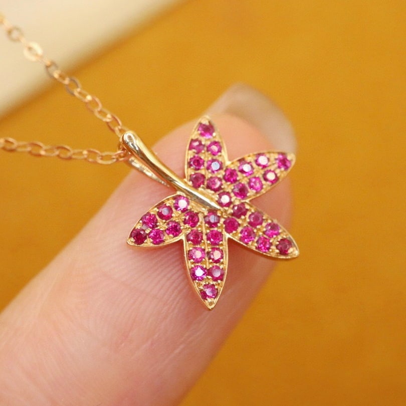 14k Gold 0.18 Ct Natural Ruby Pendant( Without Chain ) - 4