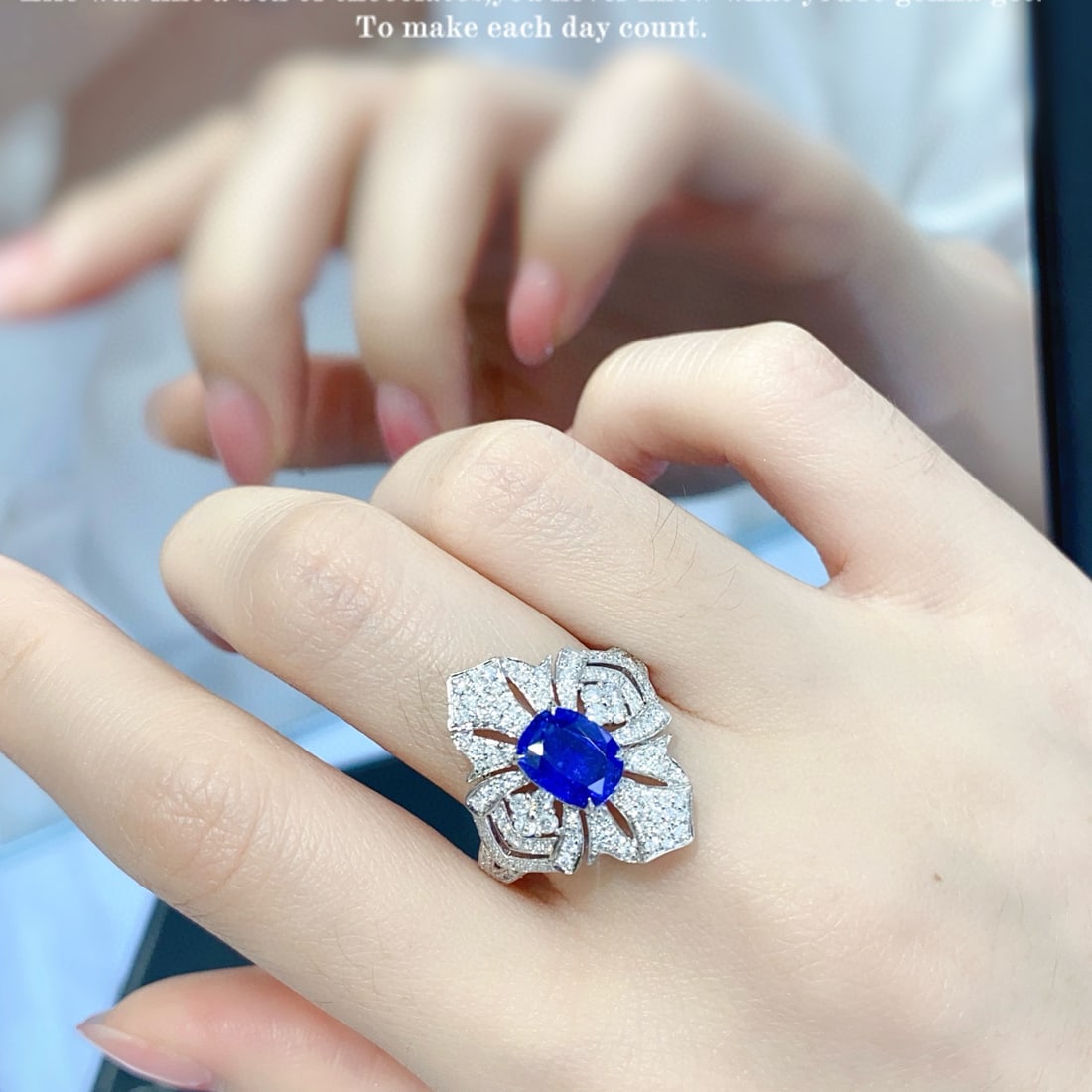 14k Gold 2.62 Ctw Natural Sapphire & Diamond Ring - 6