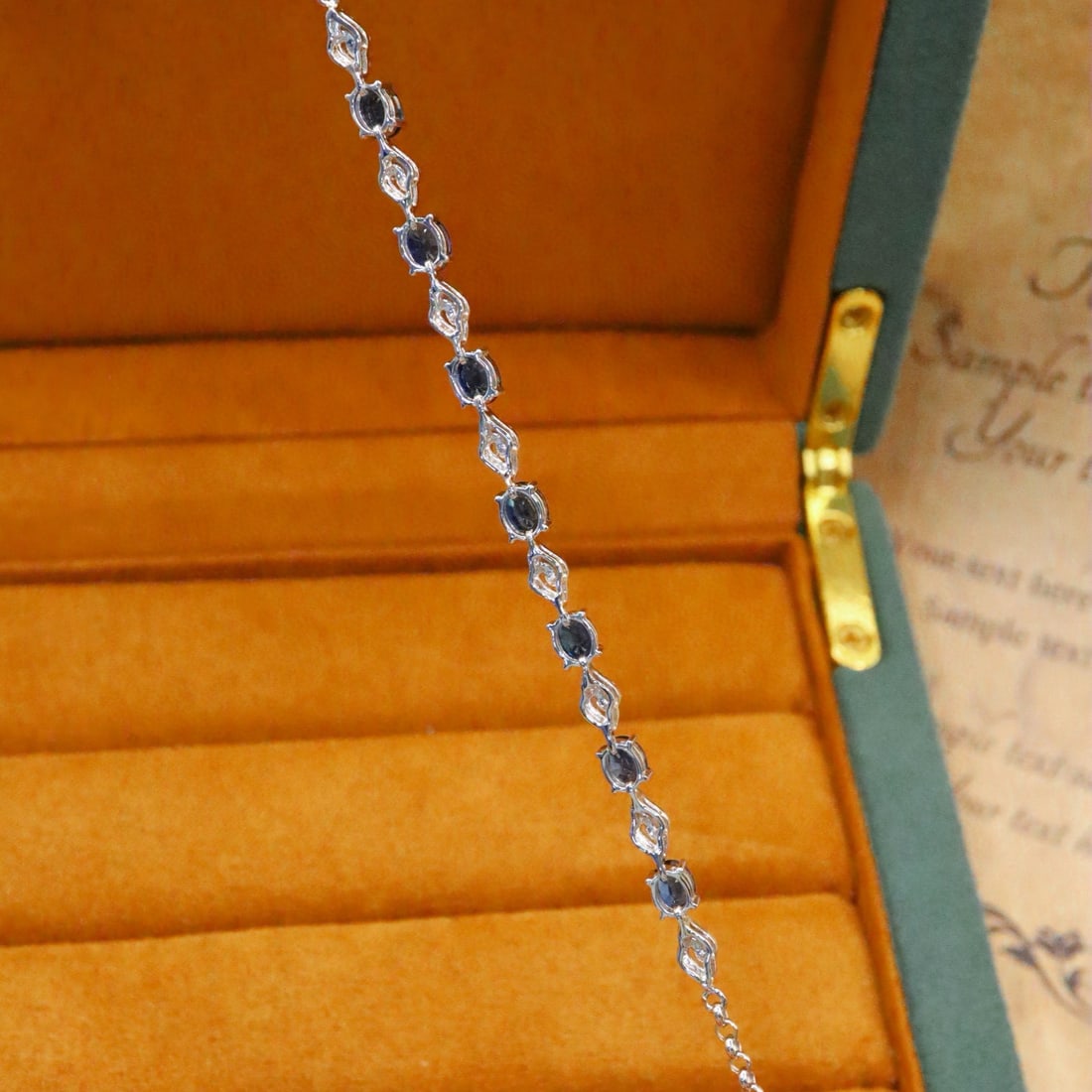 14k Gold 2.81 Ctw Natural Sapphire & Diamond Bracelet - 3