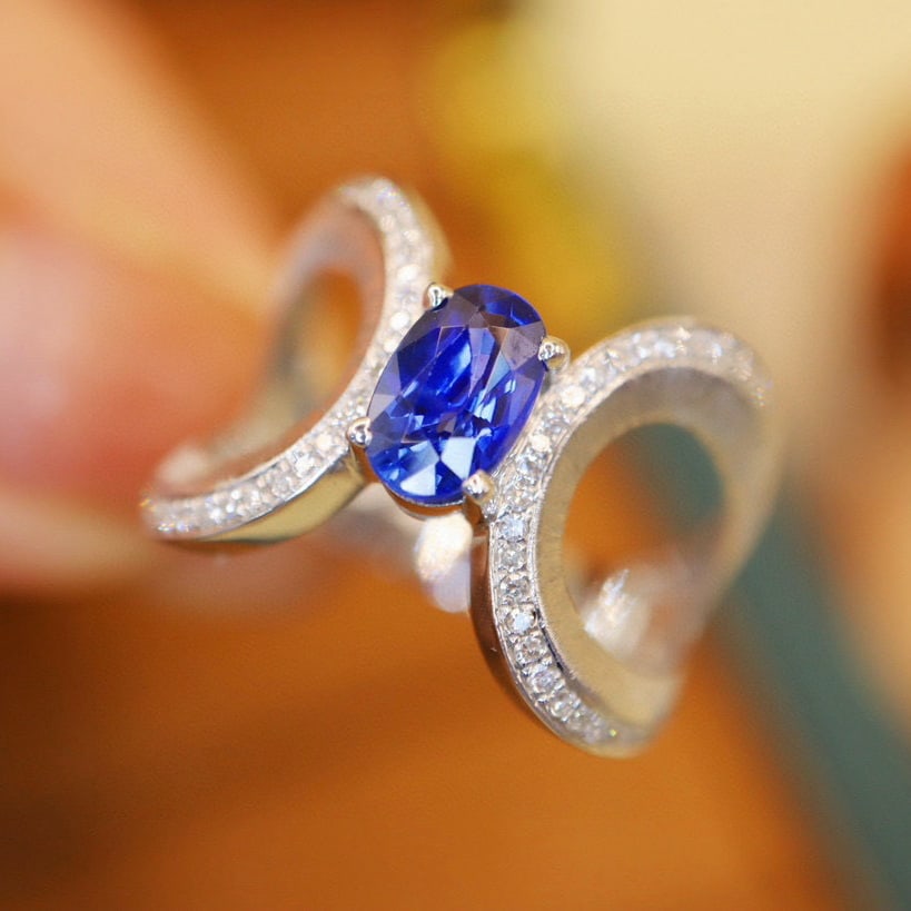 14k Gold 1.37 Ctw Natural Sapphire & Diamond Ring - 3