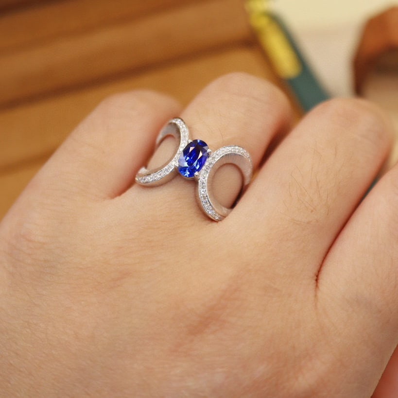 14k Gold 1.37 Ctw Natural Sapphire & Diamond Ring - 5
