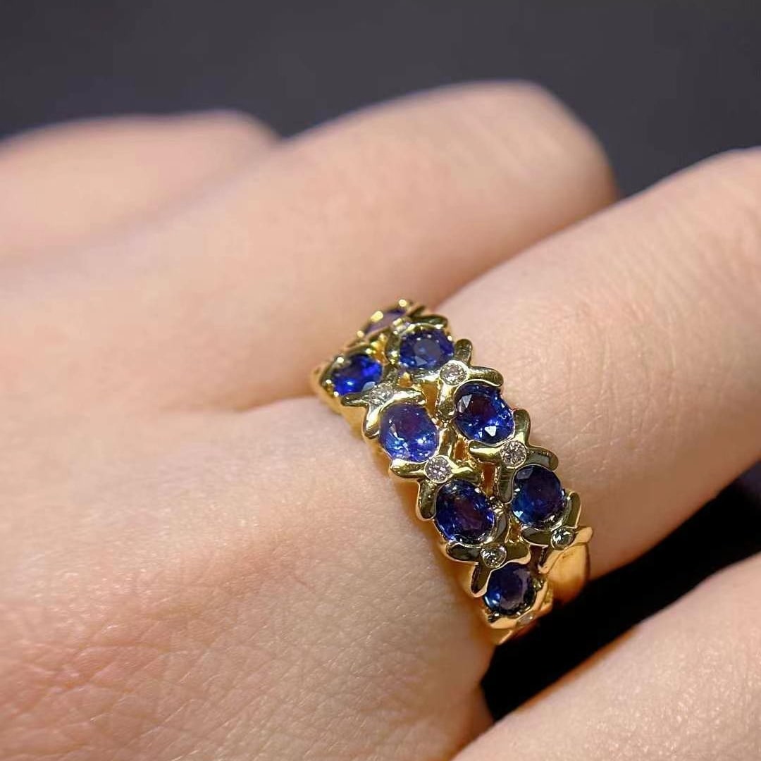 14k Gold 1.65 Ctw Natural Sapphire & Diamond Ring - 2