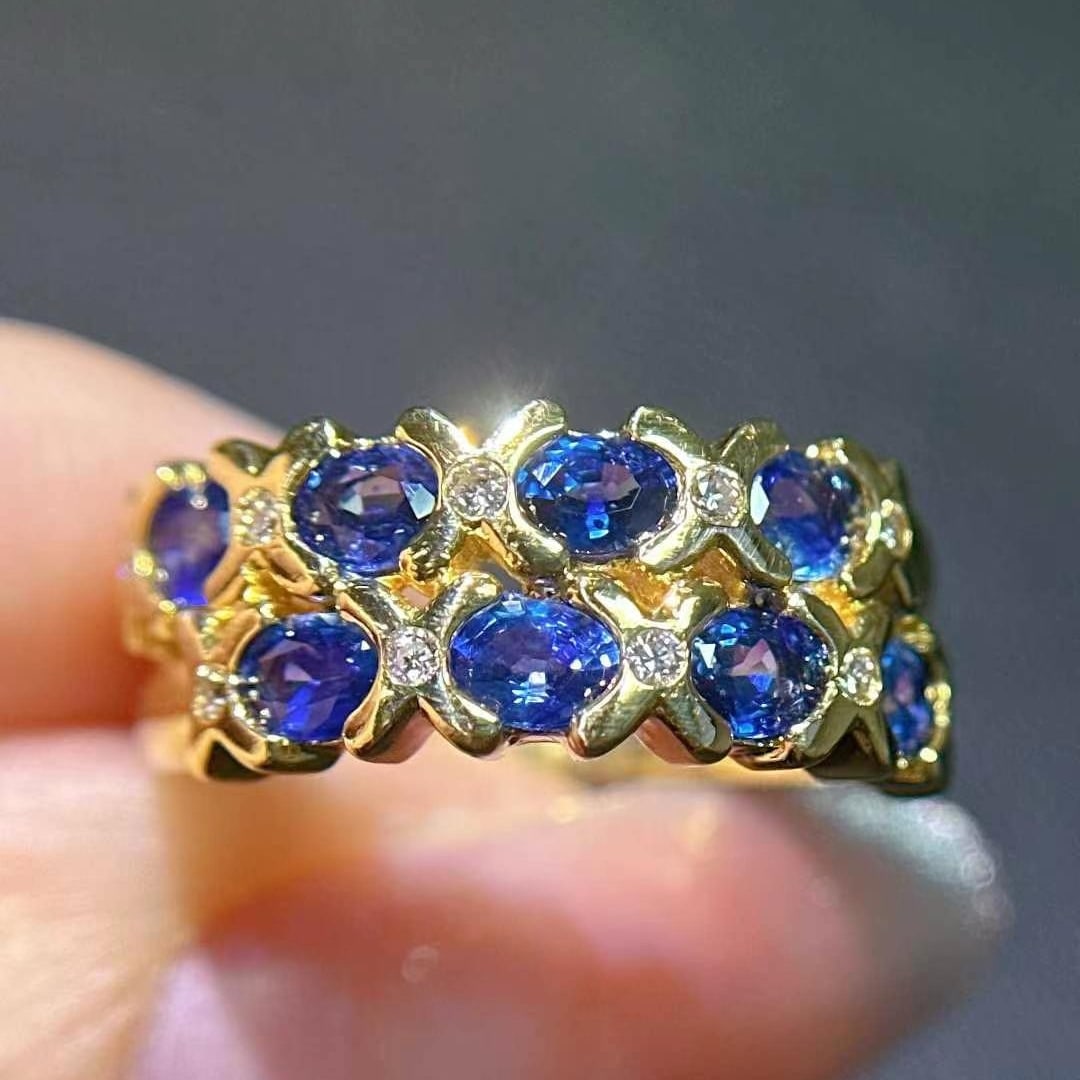 14k Gold 1.65 Ctw Natural Sapphire & Diamond Ring - 3