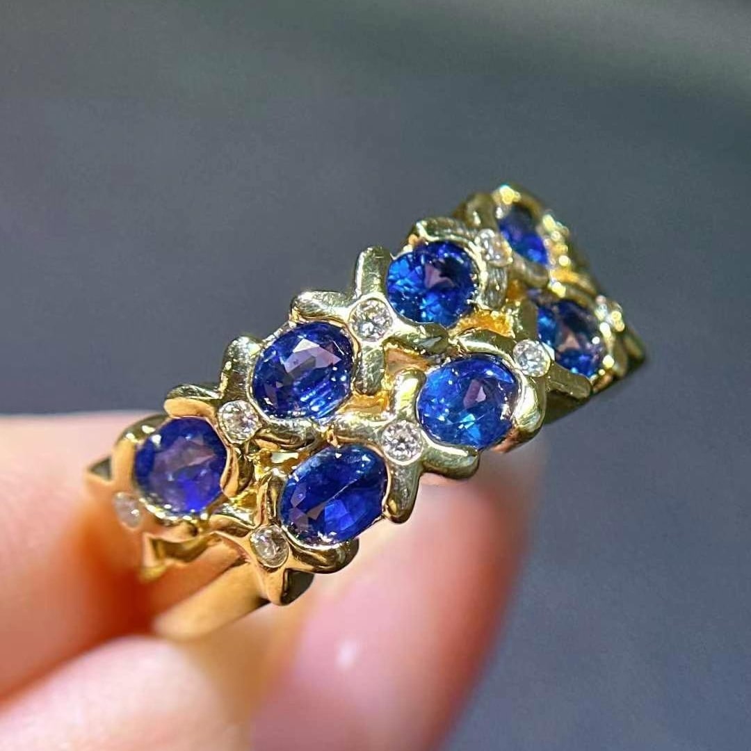 14k Gold 1.65 Ctw Natural Sapphire & Diamond Ring - 4