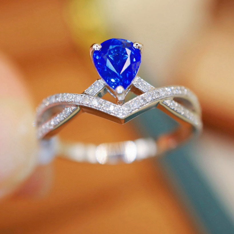 14k Gold 0.98 Ctw Natural Sapphire & Diamond Ring - 2