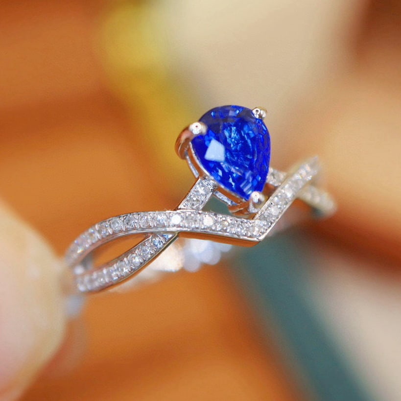 14k Gold 0.98 Ctw Natural Sapphire & Diamond Ring - 3