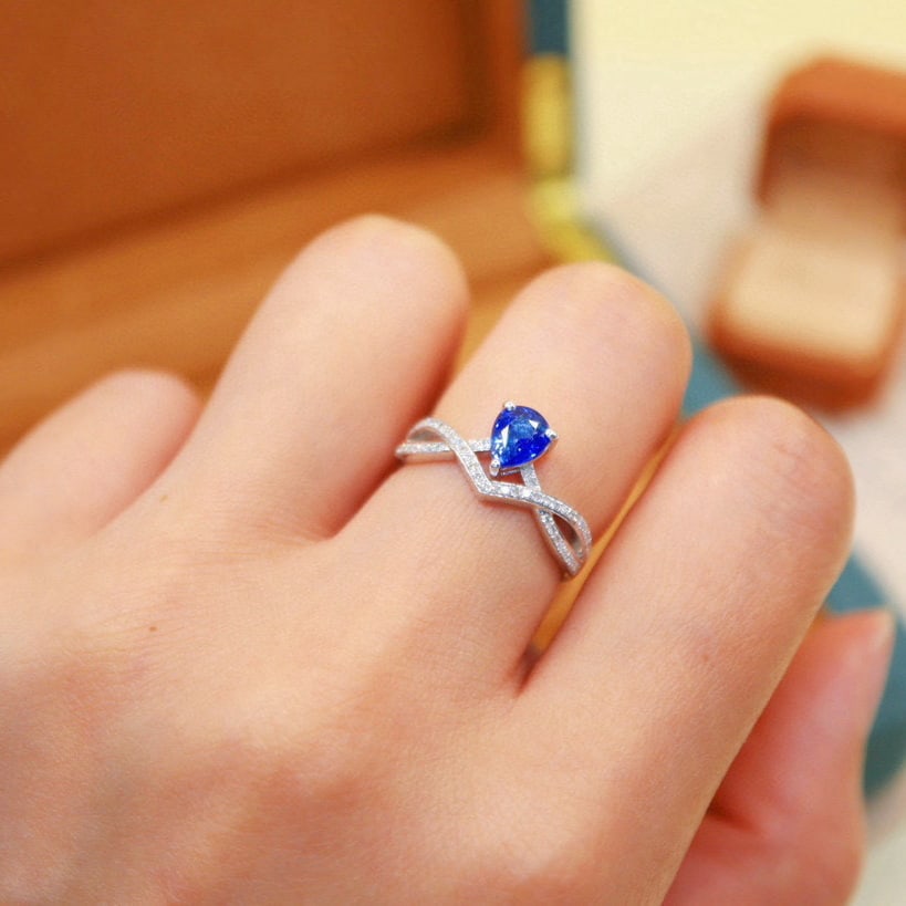 14k Gold 0.98 Ctw Natural Sapphire & Diamond Ring - 5