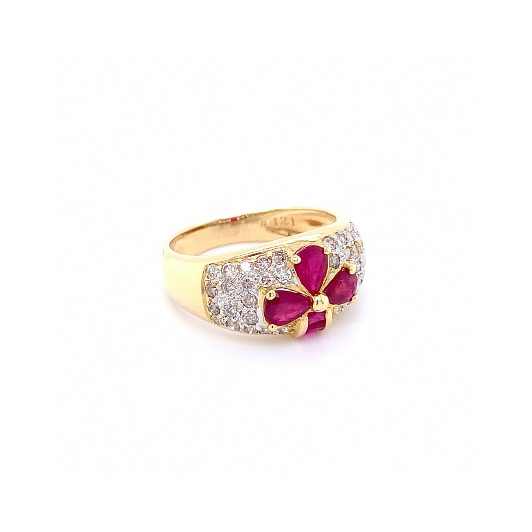 14k Gold 1.76 Ctw Natural Ruby & Diamond Ring - 2
