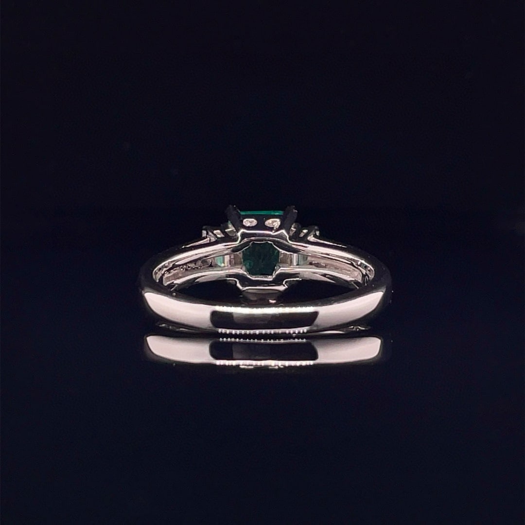 14k Gold 1.24 Ctw Natural Emerald & Diamond Ring - 4