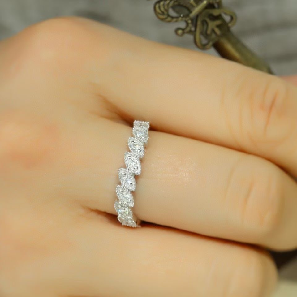 14k Gold 0.30 Ct Natural H Diamond Ring - 4