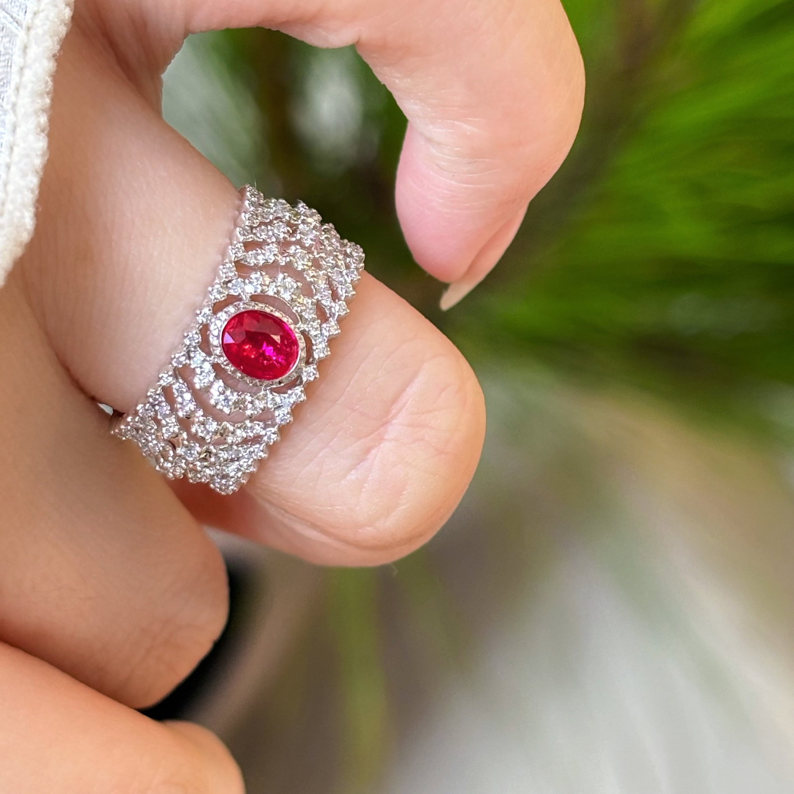 14k Gold 0.35 Ct Natural Ruby & Diamond Ring - 2