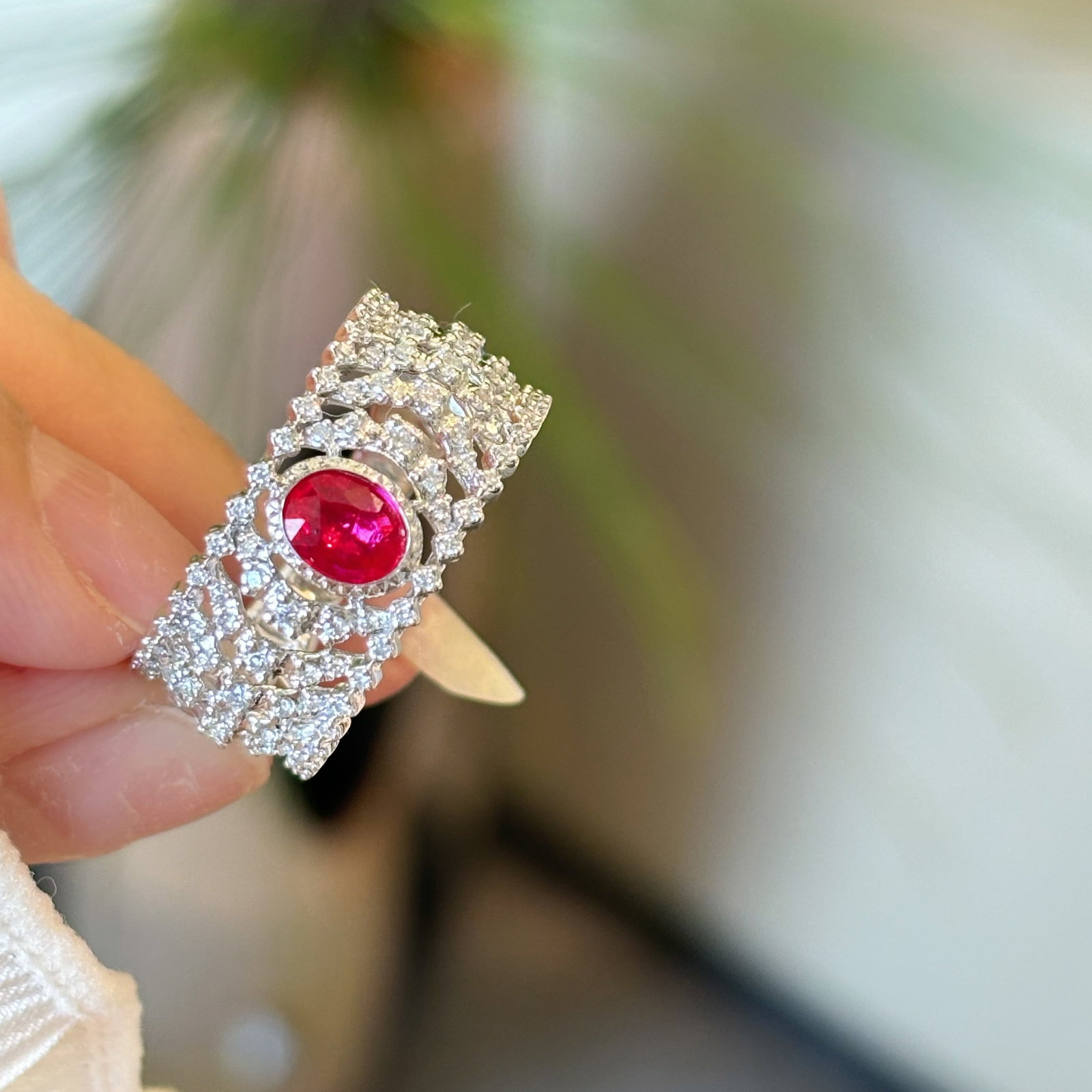14k Gold 0.35 Ct Natural Ruby & Diamond Ring - 4