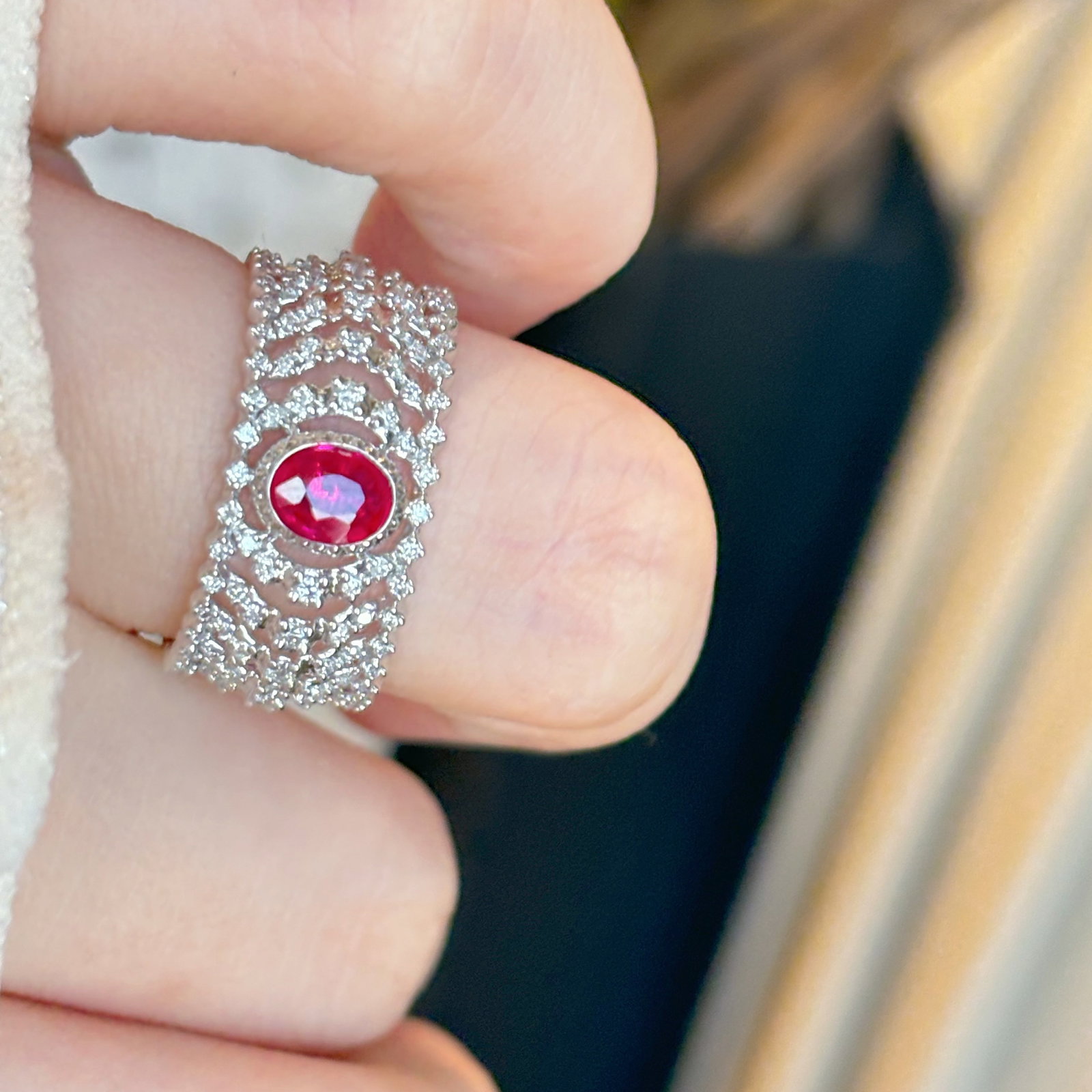 14k Gold 0.35 Ct Natural Ruby & Diamond Ring - 5