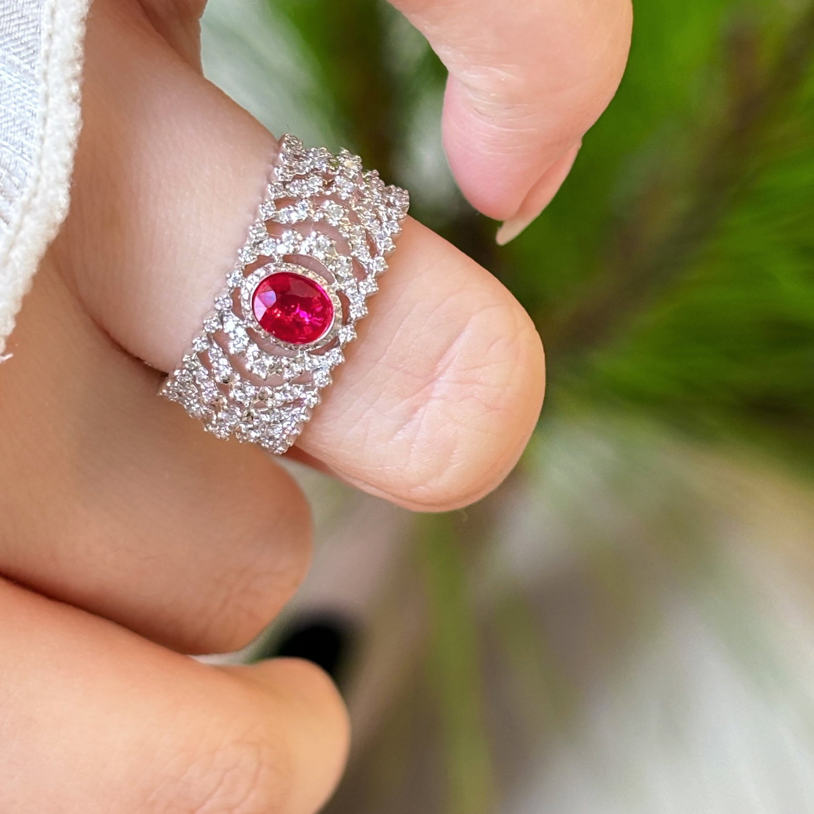 14k Gold 0.35 Ct Natural Ruby & Diamond Ring - 6