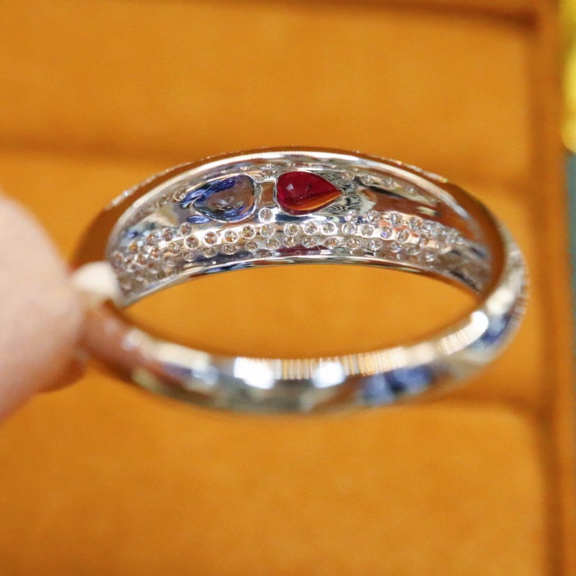 14k Gold 0.58 Ctw Natural Ruby & Sapphire Ring - 5