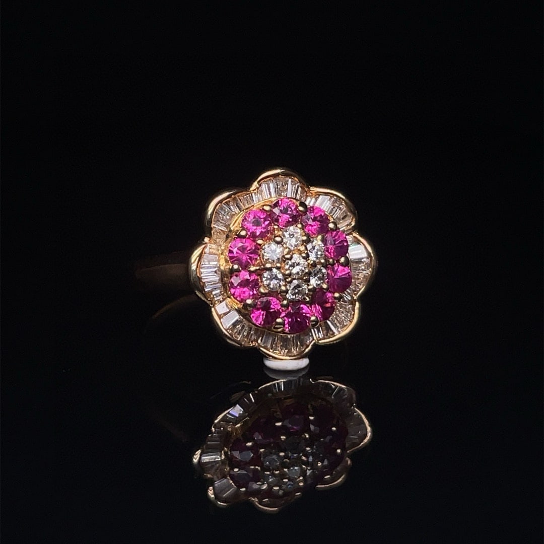 14k Gold 1.2 Ctw Natural Ruby & Diamond Ring - 2