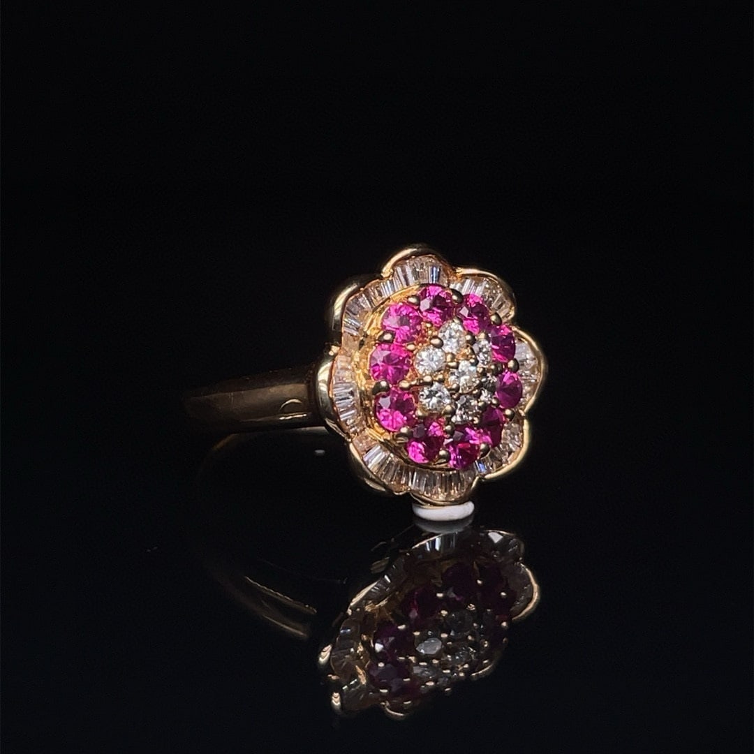 14k Gold 1.2 Ctw Natural Ruby & Diamond Ring - 3
