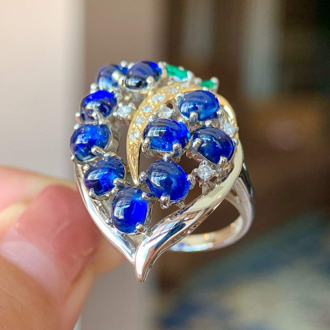 14k Gold 5.23 Ctw Natural Sapphire & Diamond Ring - 2