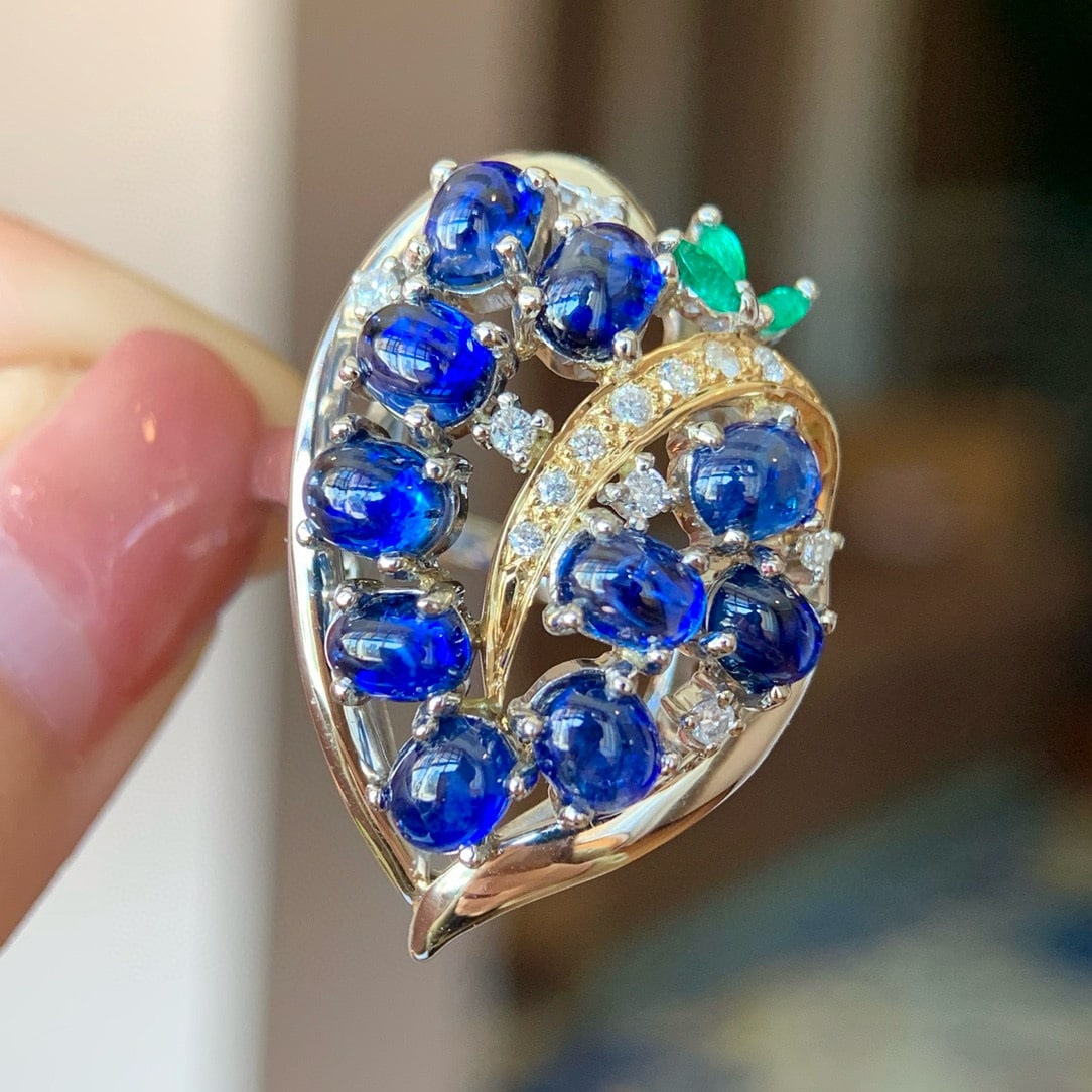 14k Gold 5.23 Ctw Natural Sapphire & Diamond Ring - 4