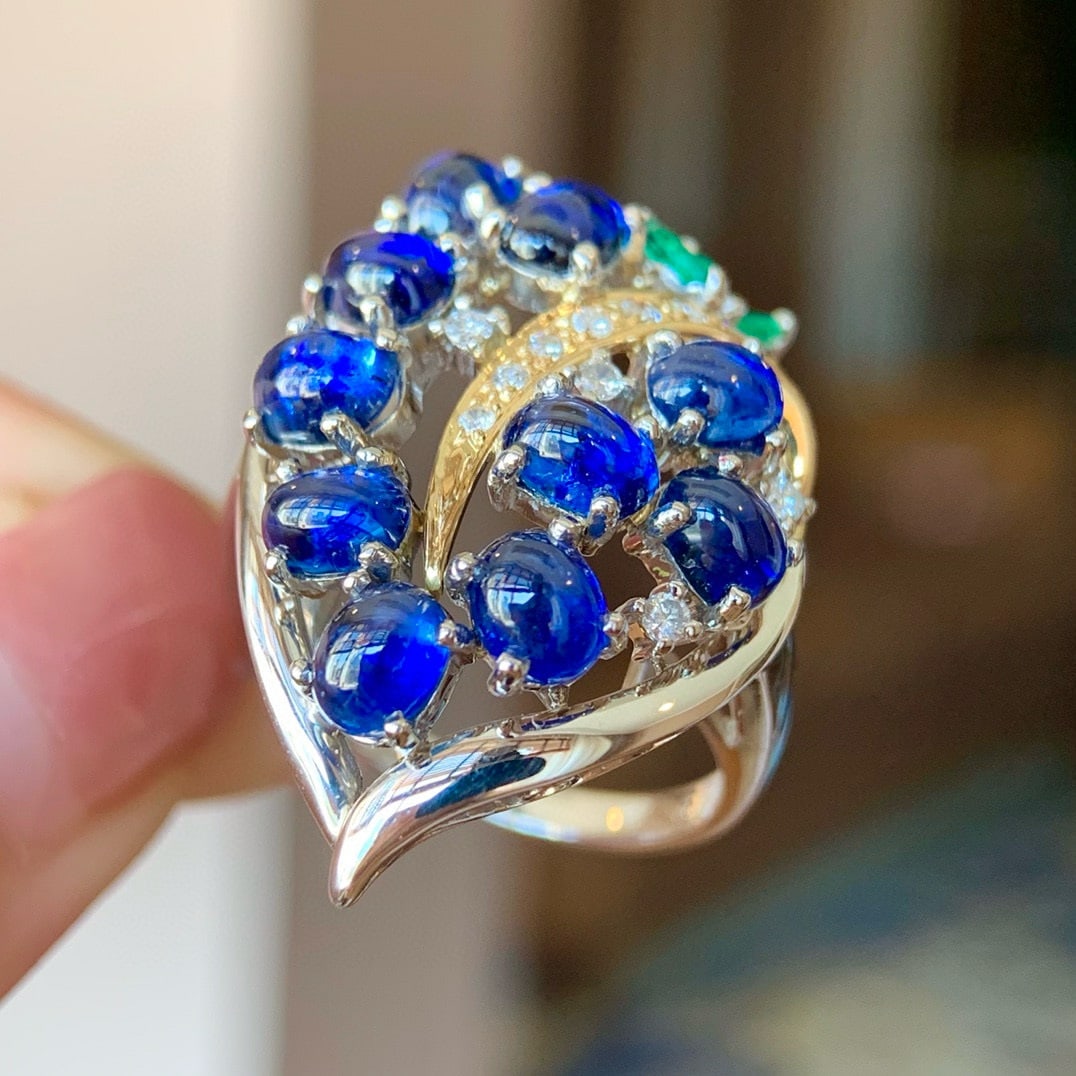 14k Gold 5.23 Ctw Natural Sapphire & Diamond Ring - 5