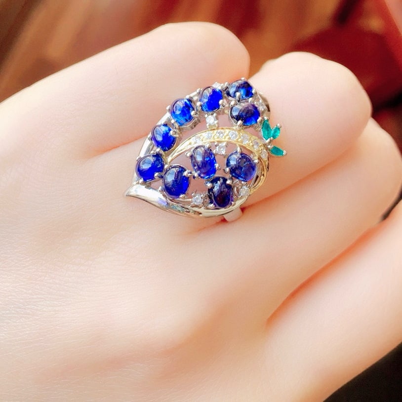 14k Gold 5.23 Ctw Natural Sapphire & Diamond Ring - 6