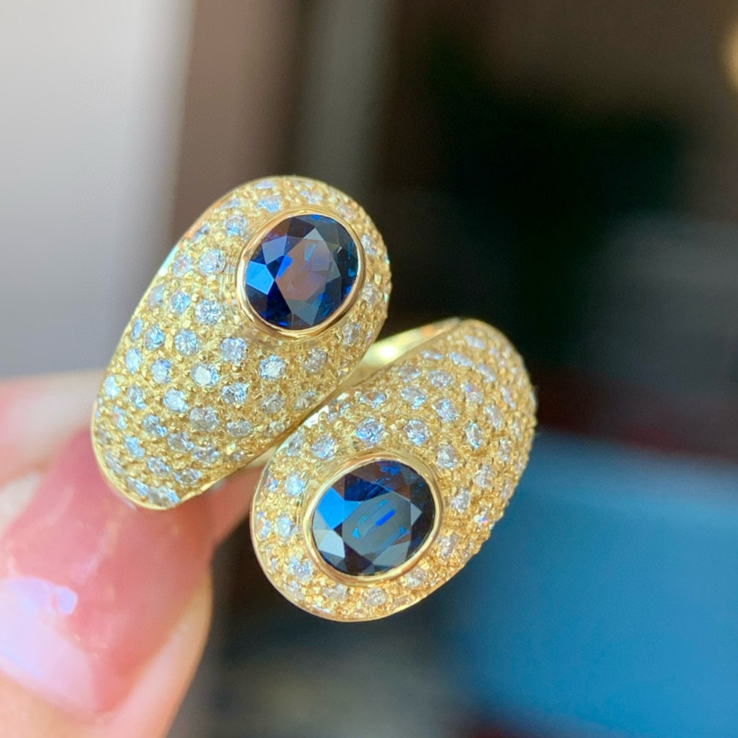 14k Gold 2.5 Ctw Natural Sapphire & Diamond Ring - 3