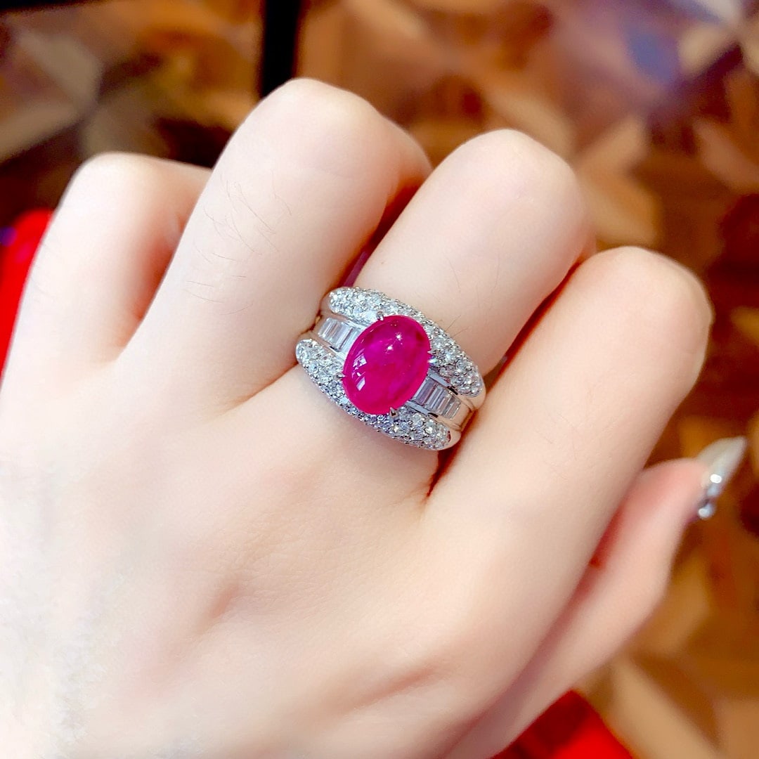 14k Gold 4.84 Ctw Natural Ruby & Diamond Ring - 4