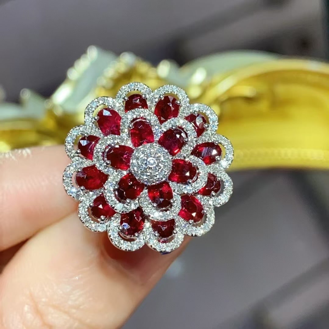 14k Gold 3.92 Ct Natural Ruby & Diamond Ring/pendant( Without Chain ): Ref:230992276 // gold content:14k gold // ring size:7. 25us // // main gemstone:ruby // shape:oval // carat weight:3. 92ct // color:red // treatment:natural // // adjacent gemstone 2 : diamond //