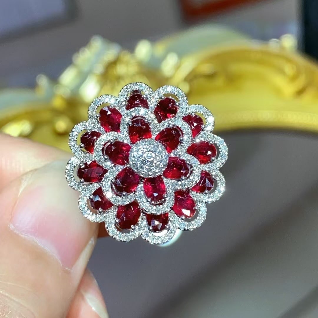 14k Gold 3.92 Ct Natural Ruby & Diamond Ring/pendant( Without Chain ) - 2