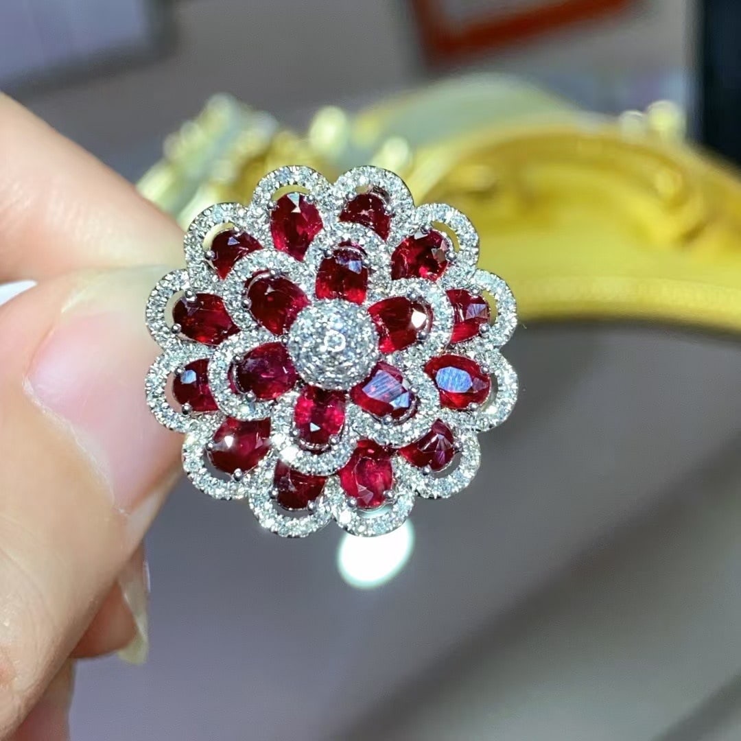14k Gold 3.92 Ct Natural Ruby & Diamond Ring/pendant( Without Chain ) - 3