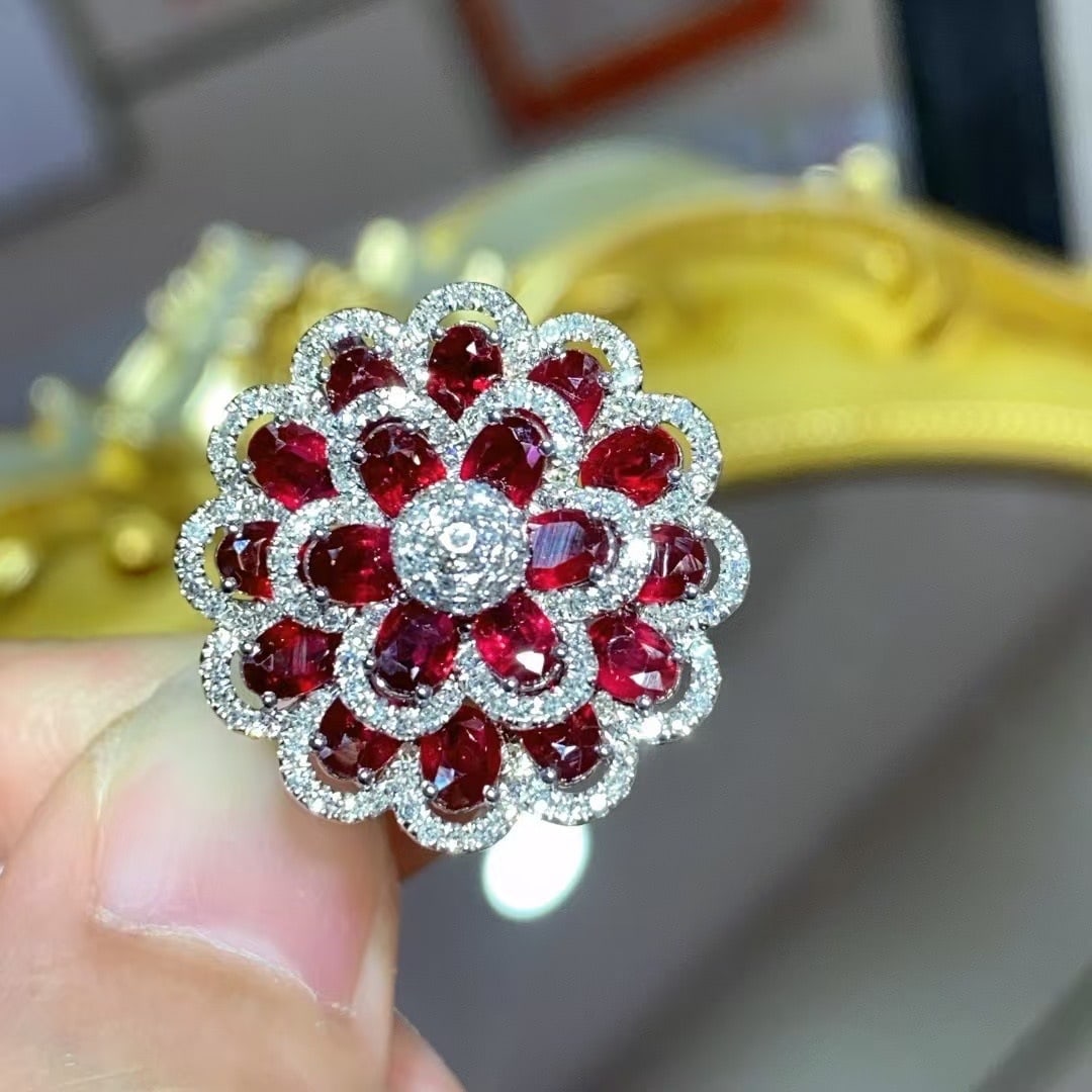 14k Gold 3.92 Ct Natural Ruby & Diamond Ring/pendant( Without Chain ) - 4