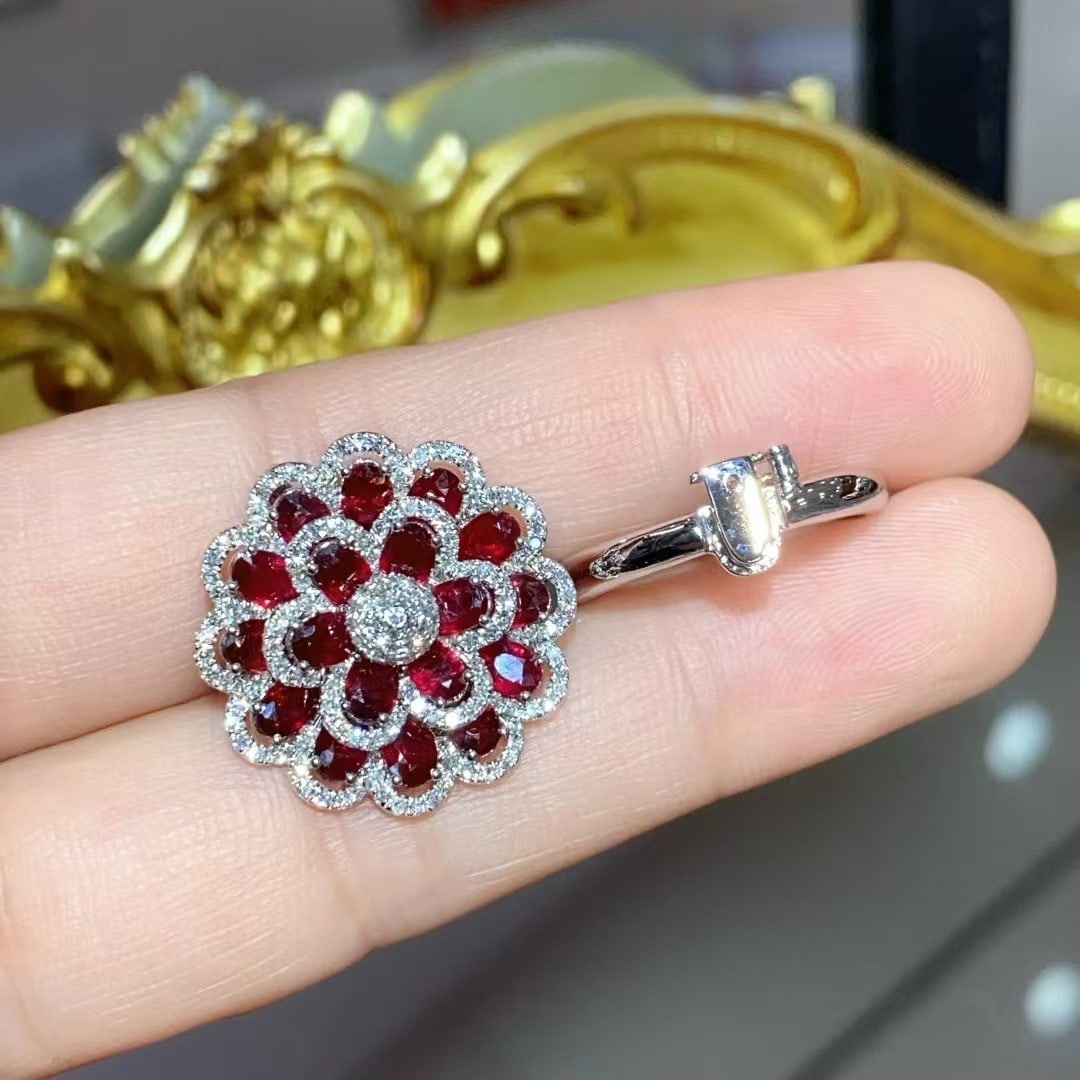 14k Gold 3.92 Ct Natural Ruby & Diamond Ring/pendant( Without Chain ) - 5