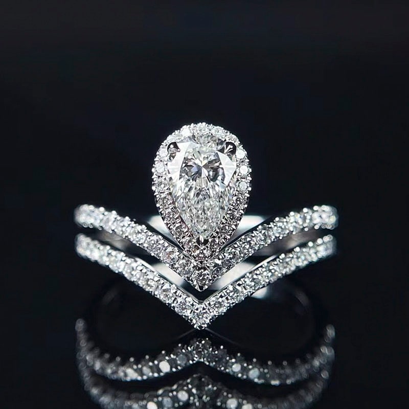 Gia Certified 14k Gold 0.50 Ct Natural F Vvs2 Pear Diamond Ring - 3