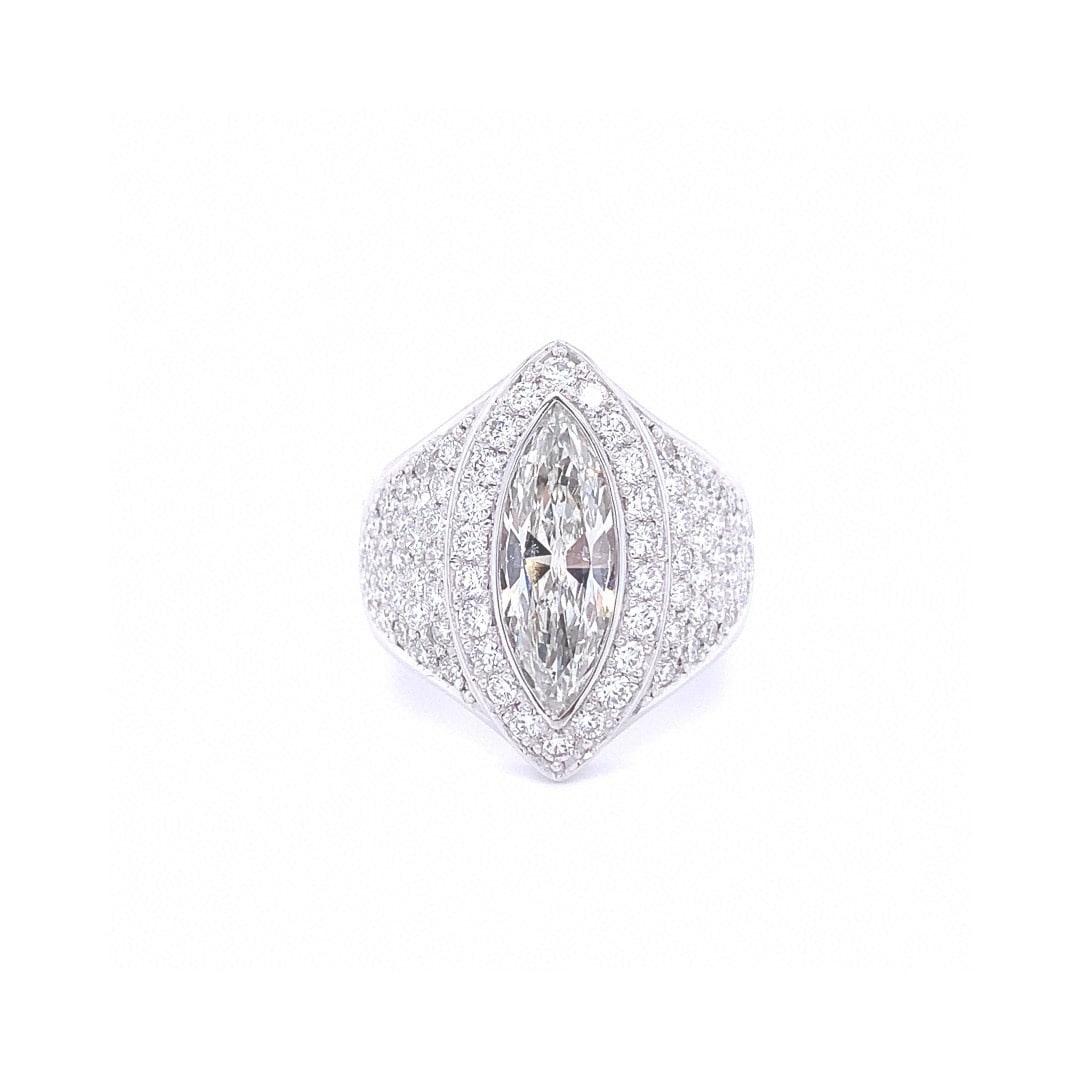 14k Gold 3.08 Ctw Natural H Diamond Ring: Ref:230992281 // gold content:14k gold // ring size:7. 25us // // main gemstone:diamond // shape:marquise // carat weight:1. 5ct // clarity grade:vs-si // color:h // treatment:natural // // adjacent