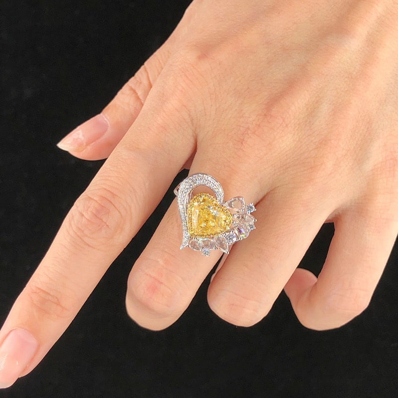 Gia Certified 14k Gold 2.01 Ct Natural Yellow Diamond & Diamond Ring/pendant( Without Chain ) - 3