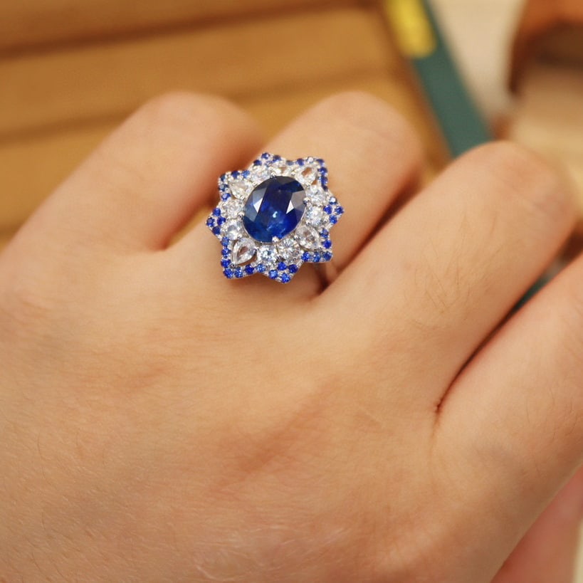 14k Gold 2.65 Ctw Natural Sapphire & Sapphire Ring - 5