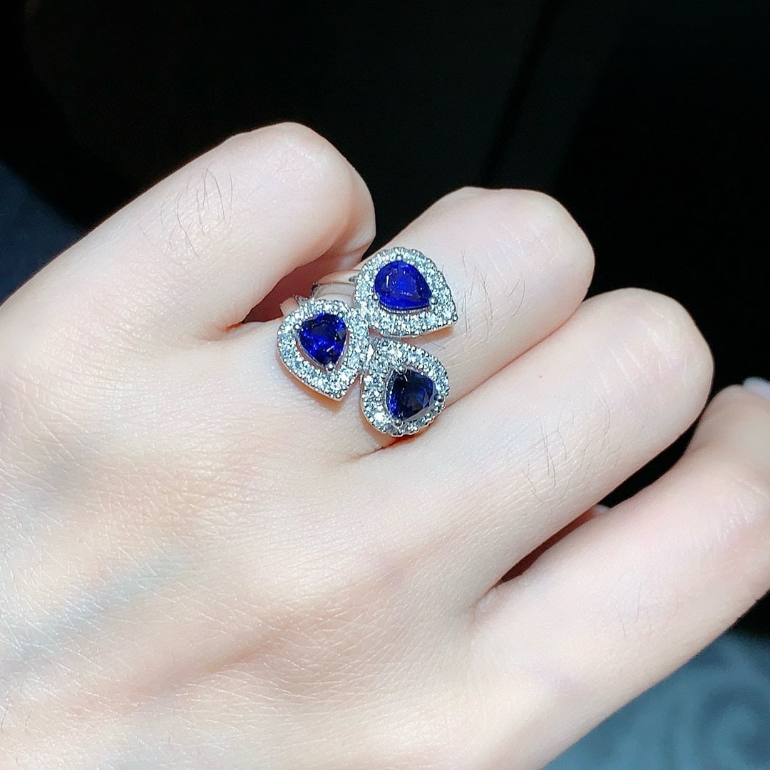 14k Gold 3.04 Ctw Natural Sapphire & Diamond Ring - 3