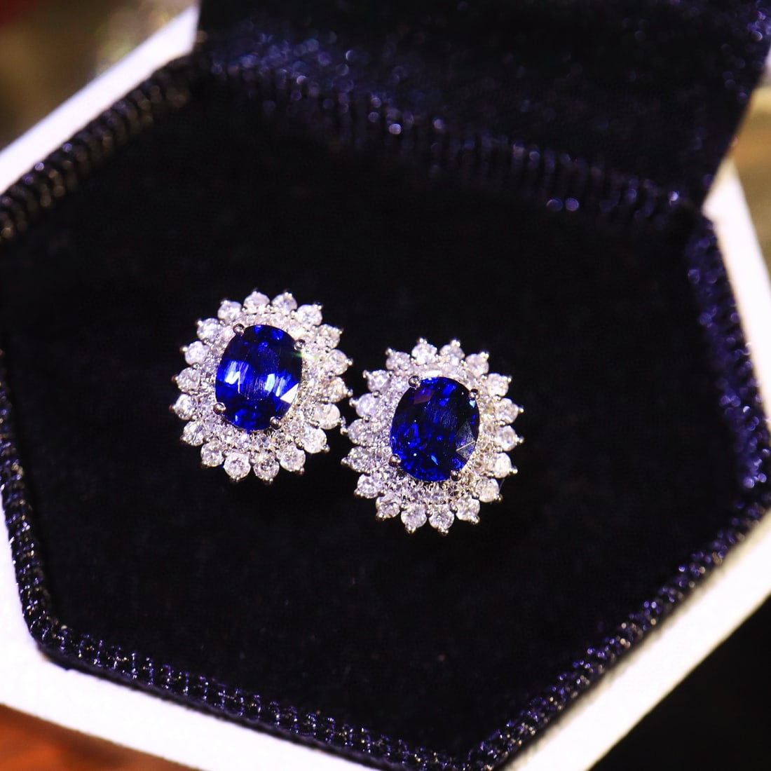 14k Gold 1.36 Ctw Natural Sapphire & Diamond Earrings - 2