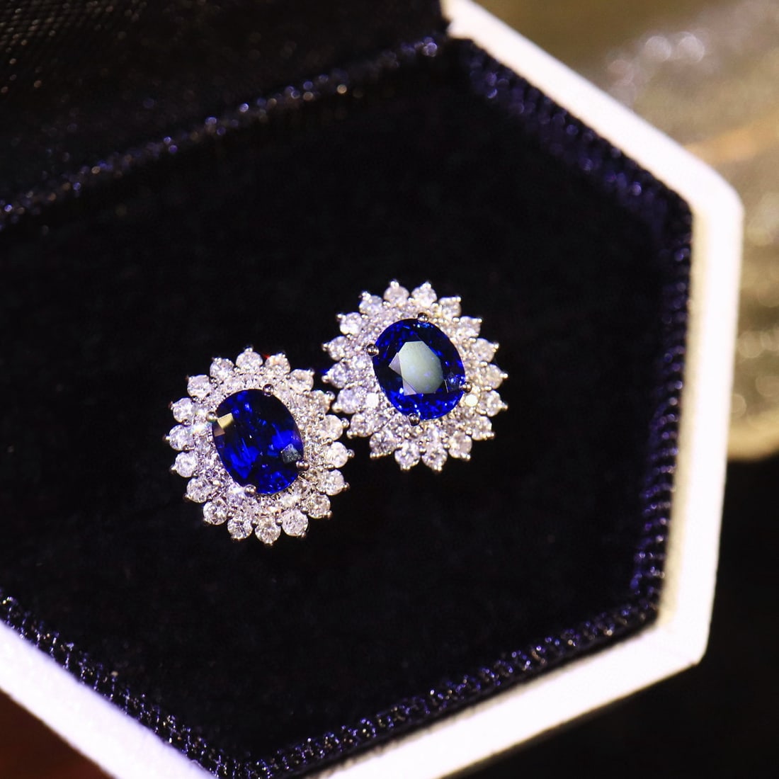 14k Gold 1.36 Ctw Natural Sapphire & Diamond Earrings - 3