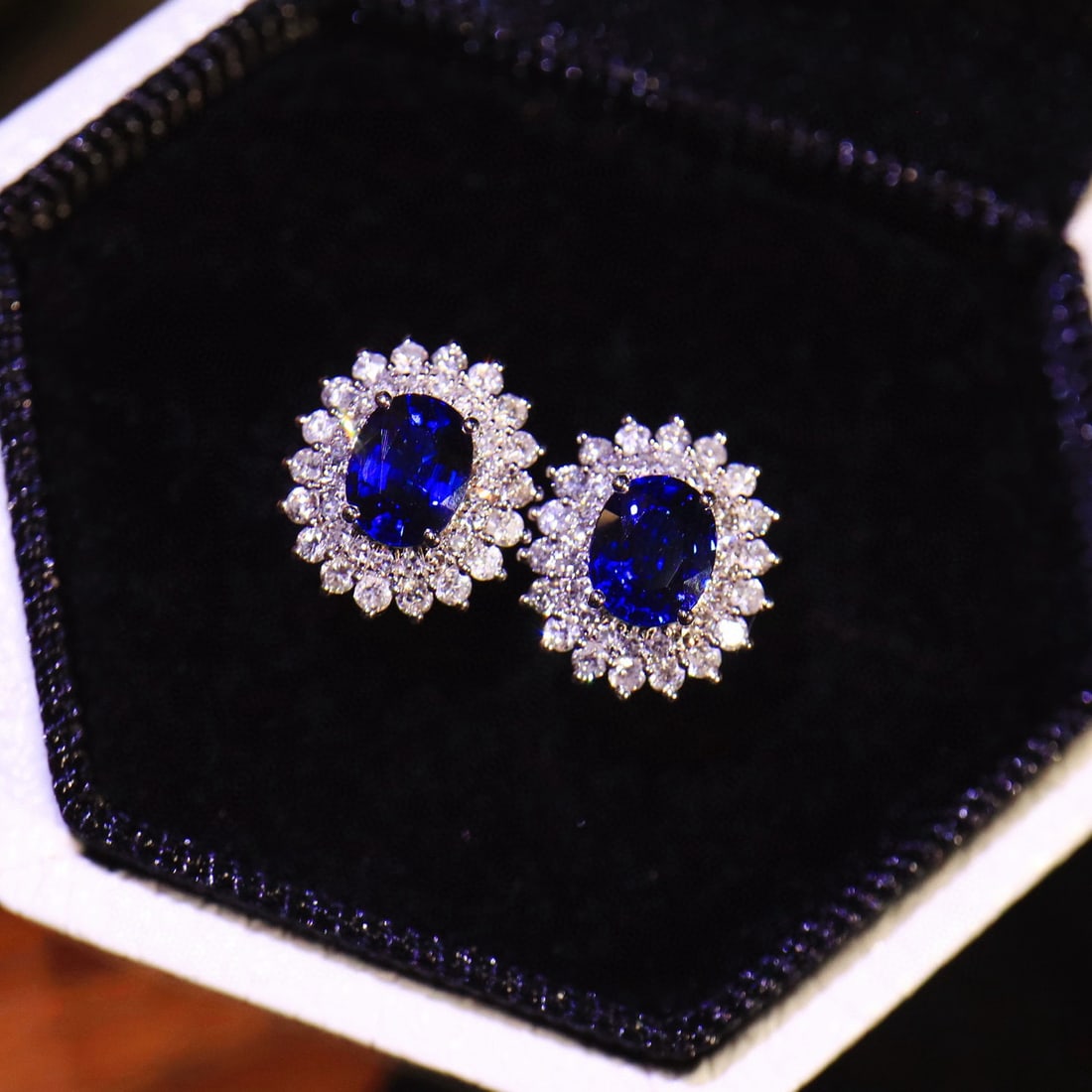 14k Gold 1.36 Ctw Natural Sapphire & Diamond Earrings - 4