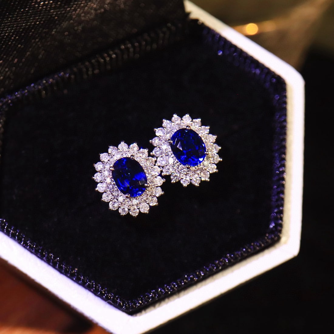 14k Gold 1.36 Ctw Natural Sapphire & Diamond Earrings - 5