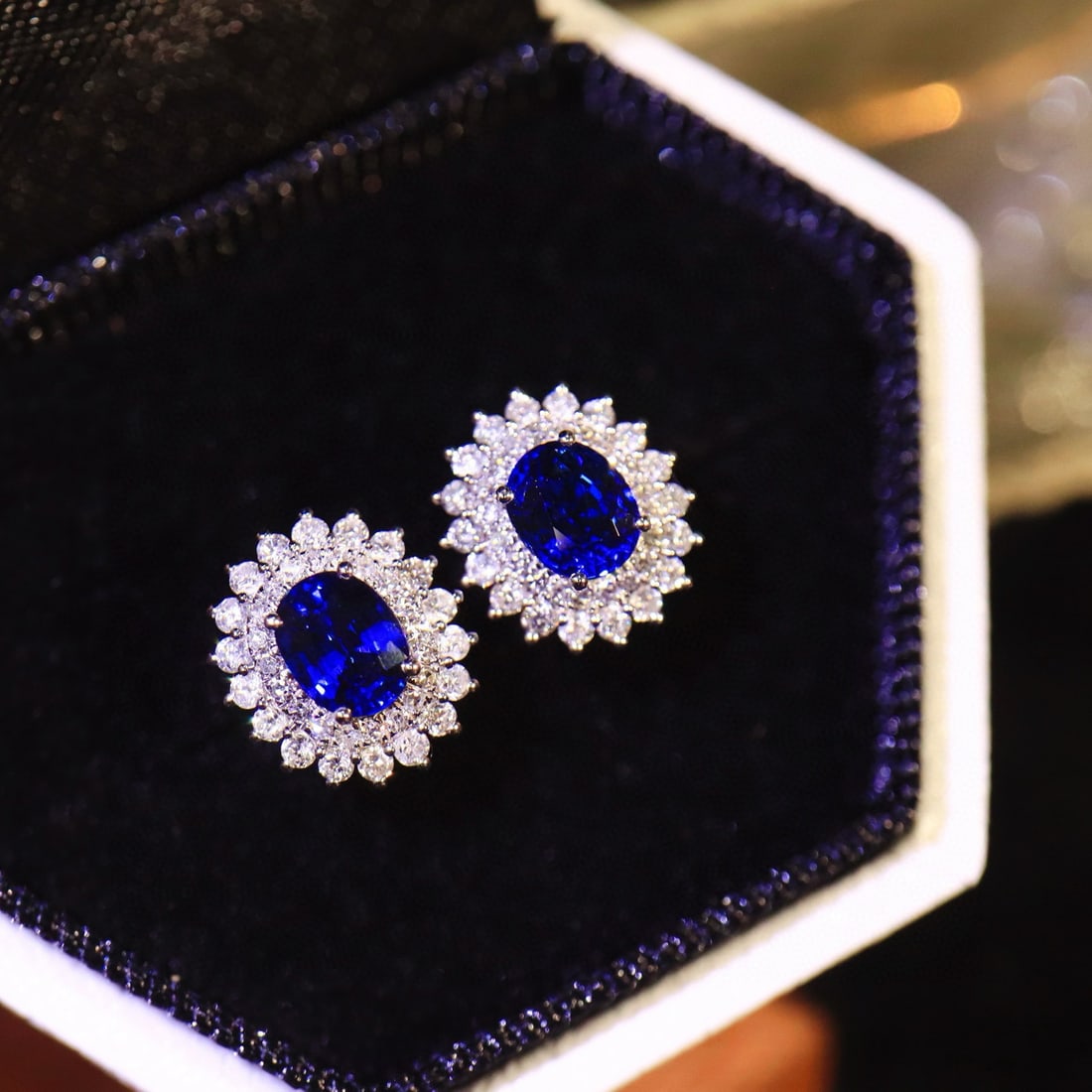 14k Gold 1.36 Ctw Natural Sapphire & Diamond Earrings - 6