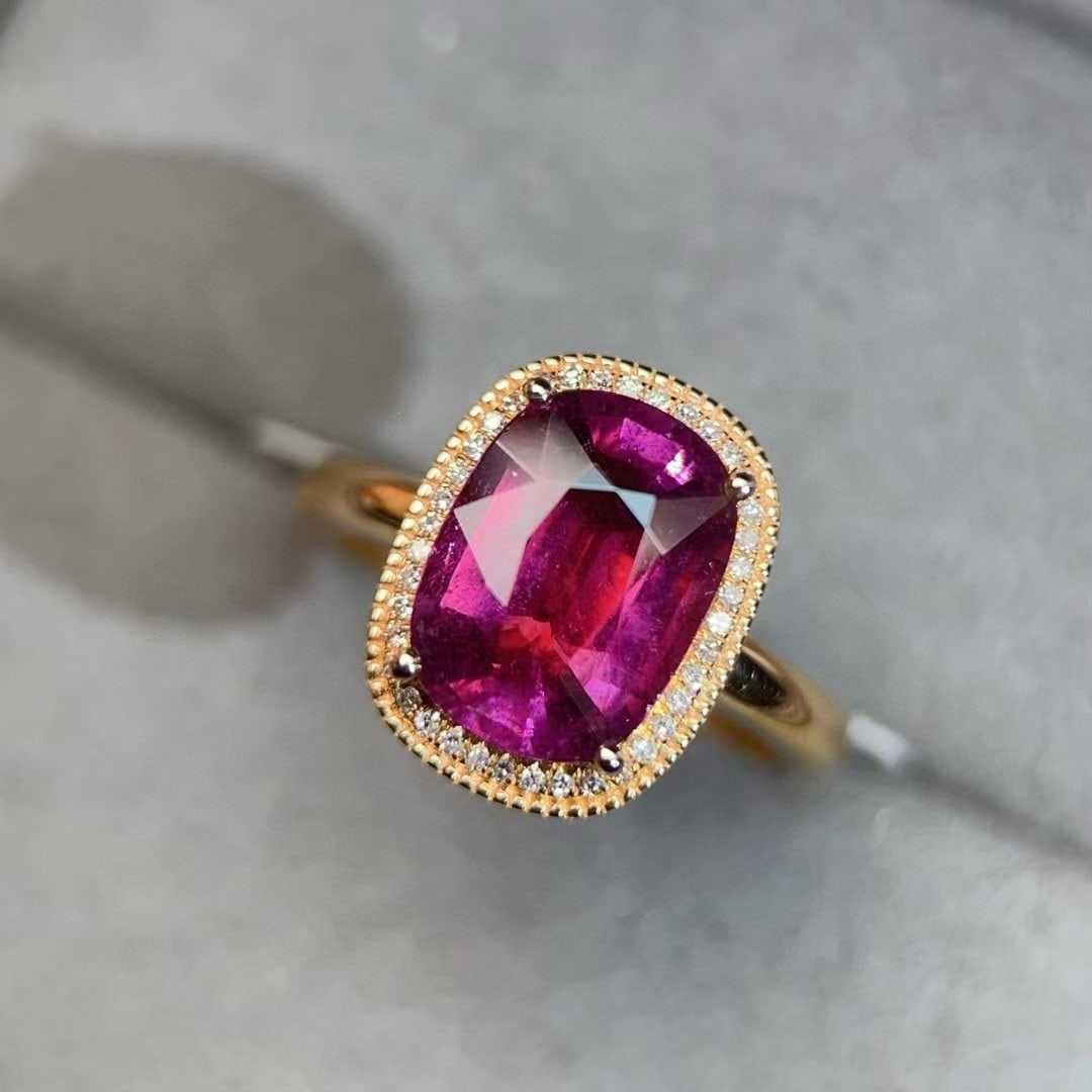 14k Gold 3.71 Ctw Natural Tourmaline & Diamond Ring - 2