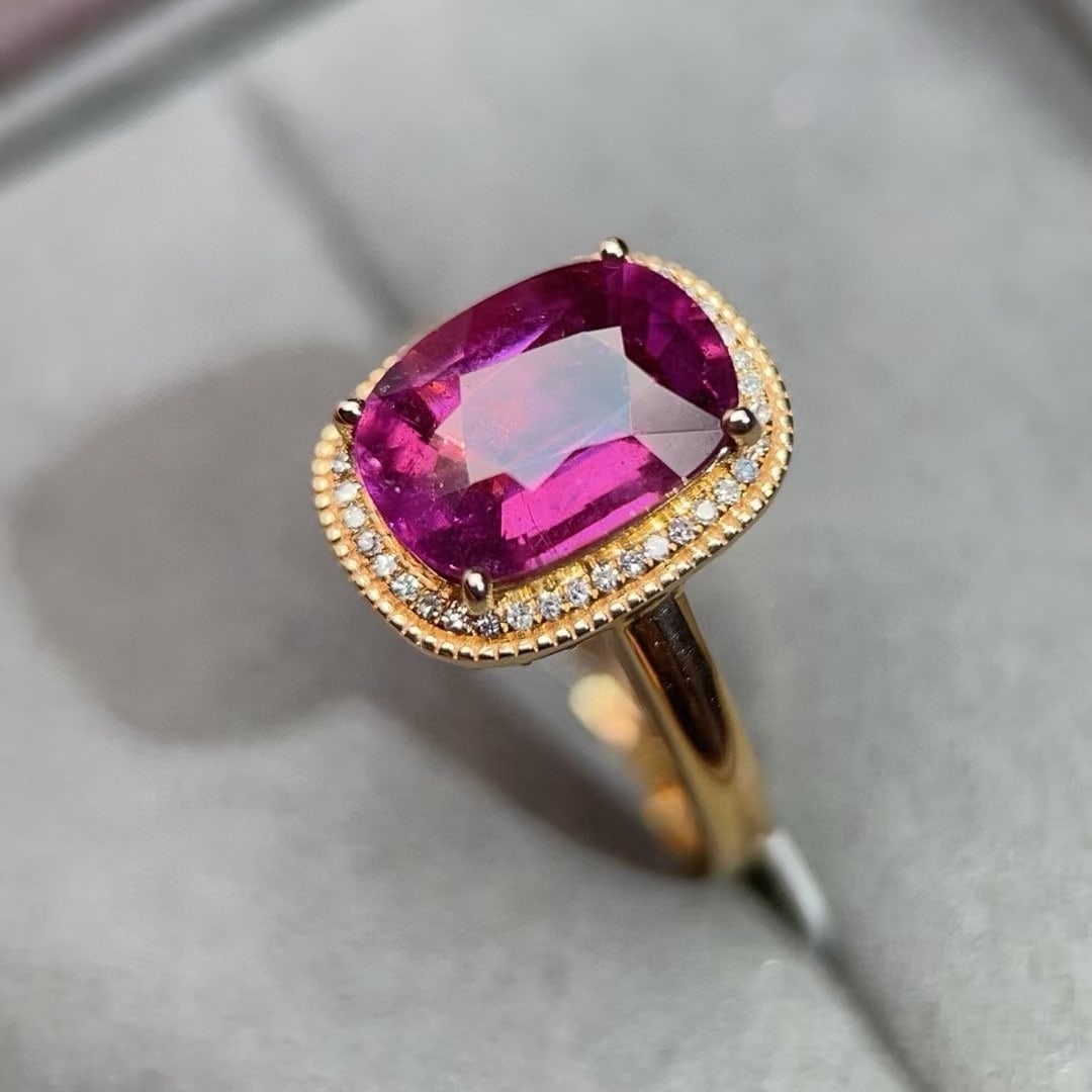 14k Gold 3.71 Ctw Natural Tourmaline & Diamond Ring - 4