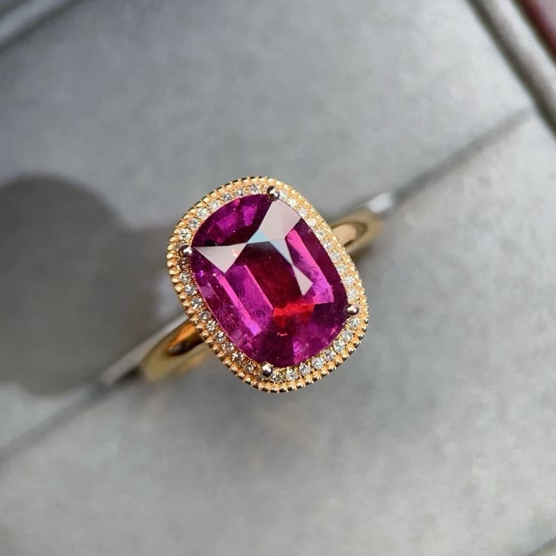 14k Gold 3.71 Ctw Natural Tourmaline & Diamond Ring - 5