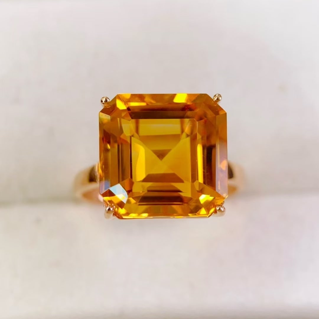 14k Gold 8.47 Ctw Natural Citrine & Diamond Ring - 3