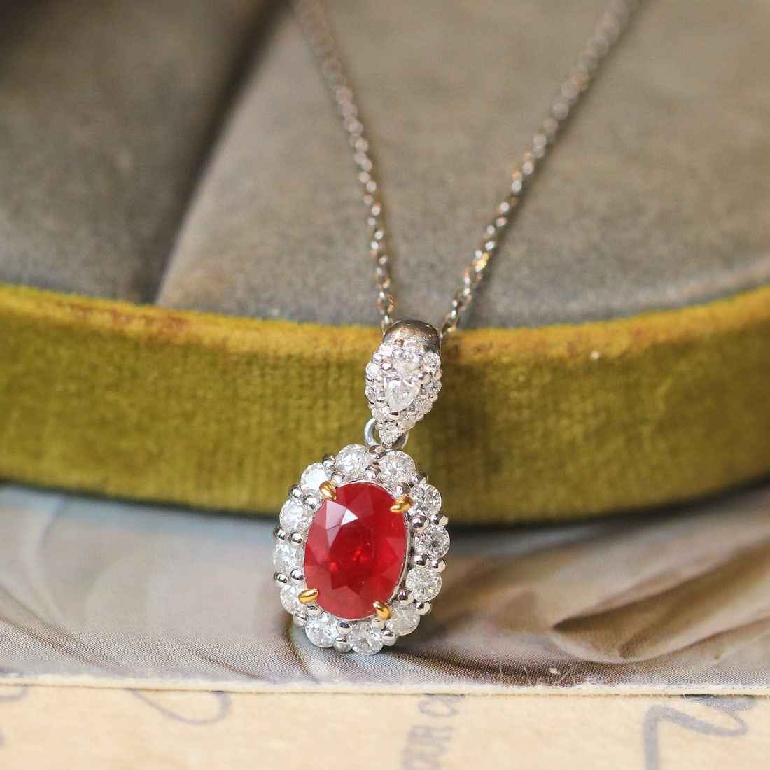 14k Gold 1.45 Ctw Natural Ruby & Diamond Pendant( Without Chain ) - 2